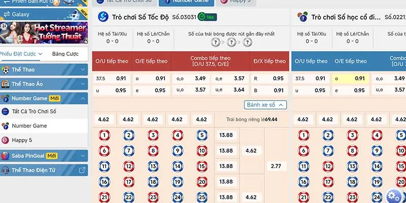 Xổ số number games là sảnh chơi mới được 77win thêm vào 